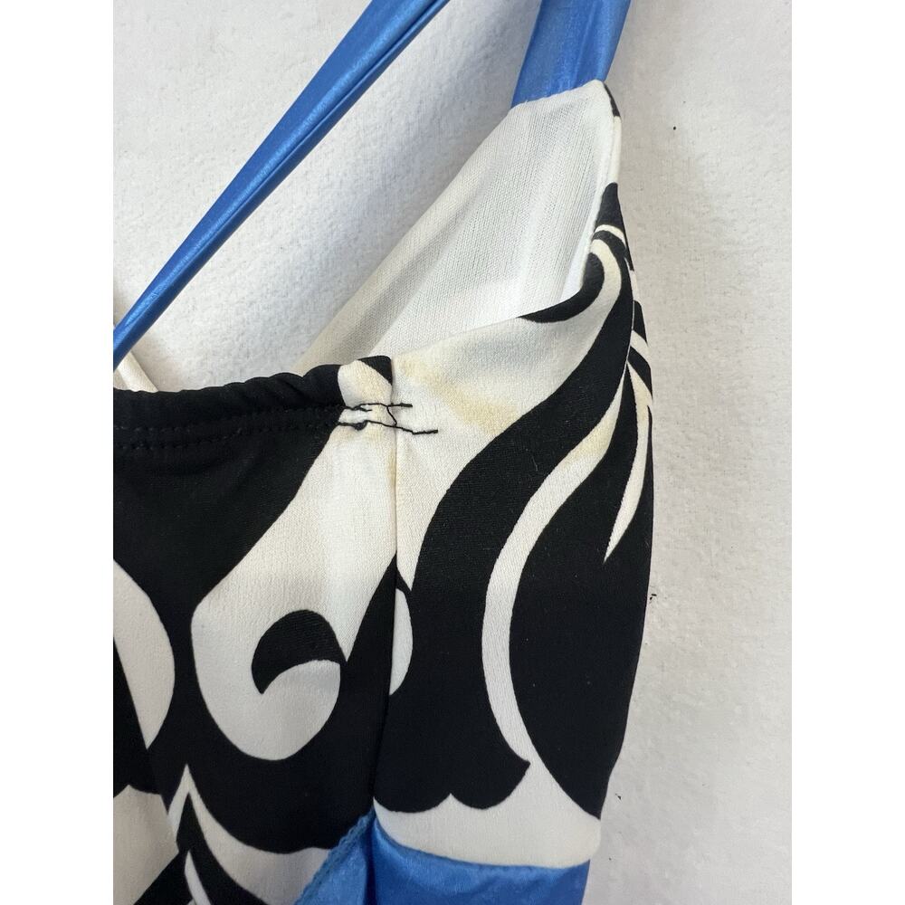 Y2K Taboo S Abstract Mini Dress Black Teal White Bow Detail‎ Retro Indie Party - Picture 7 of 15